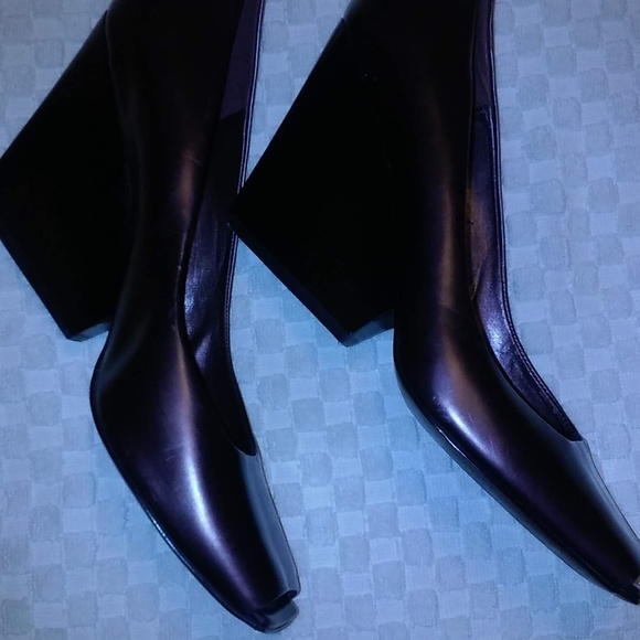 Nine West Wedge Leather Peep Toes, sz 8 - Picture 1 of 8